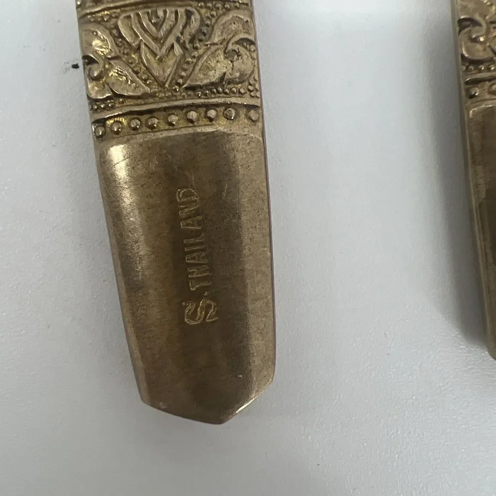 6 Vintage Brass‎ Dinner Knifes And 2 Forks Stamped S Thailand